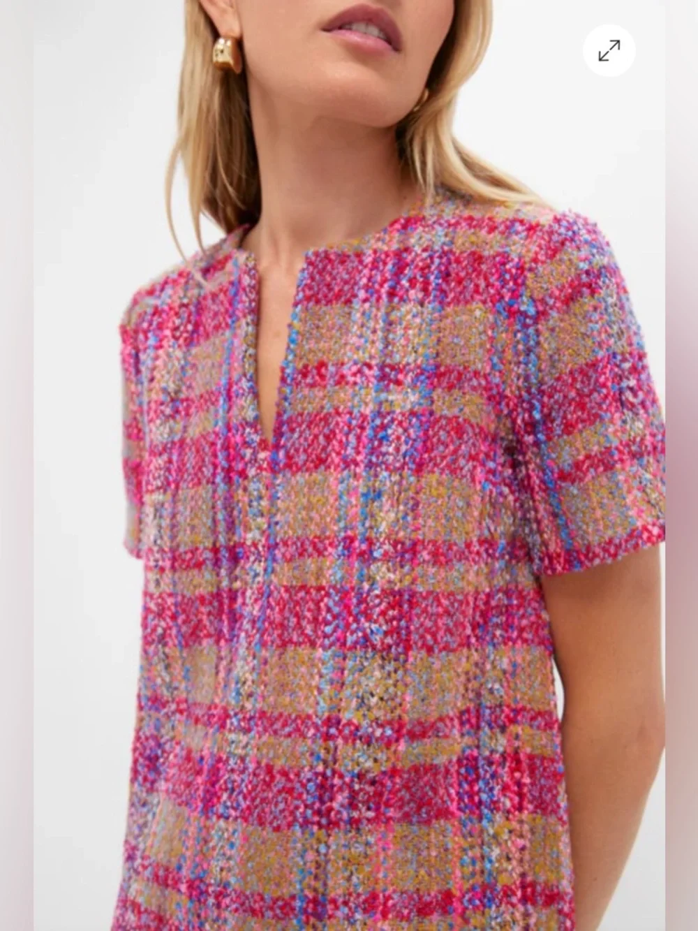 Hyacinth House-Tuckernuck Pink Multi Tweed Eadie Mini Dress Size M $148 NWT - Picture 4 of 10